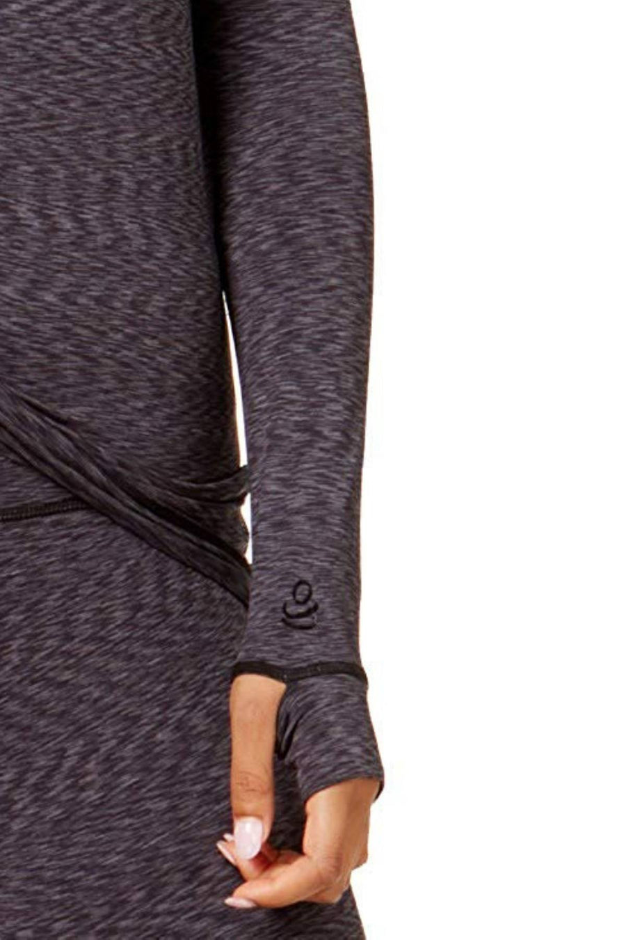 CuddlDuds Black/Grey Space-Dye Flex-Fit V-Neck Top