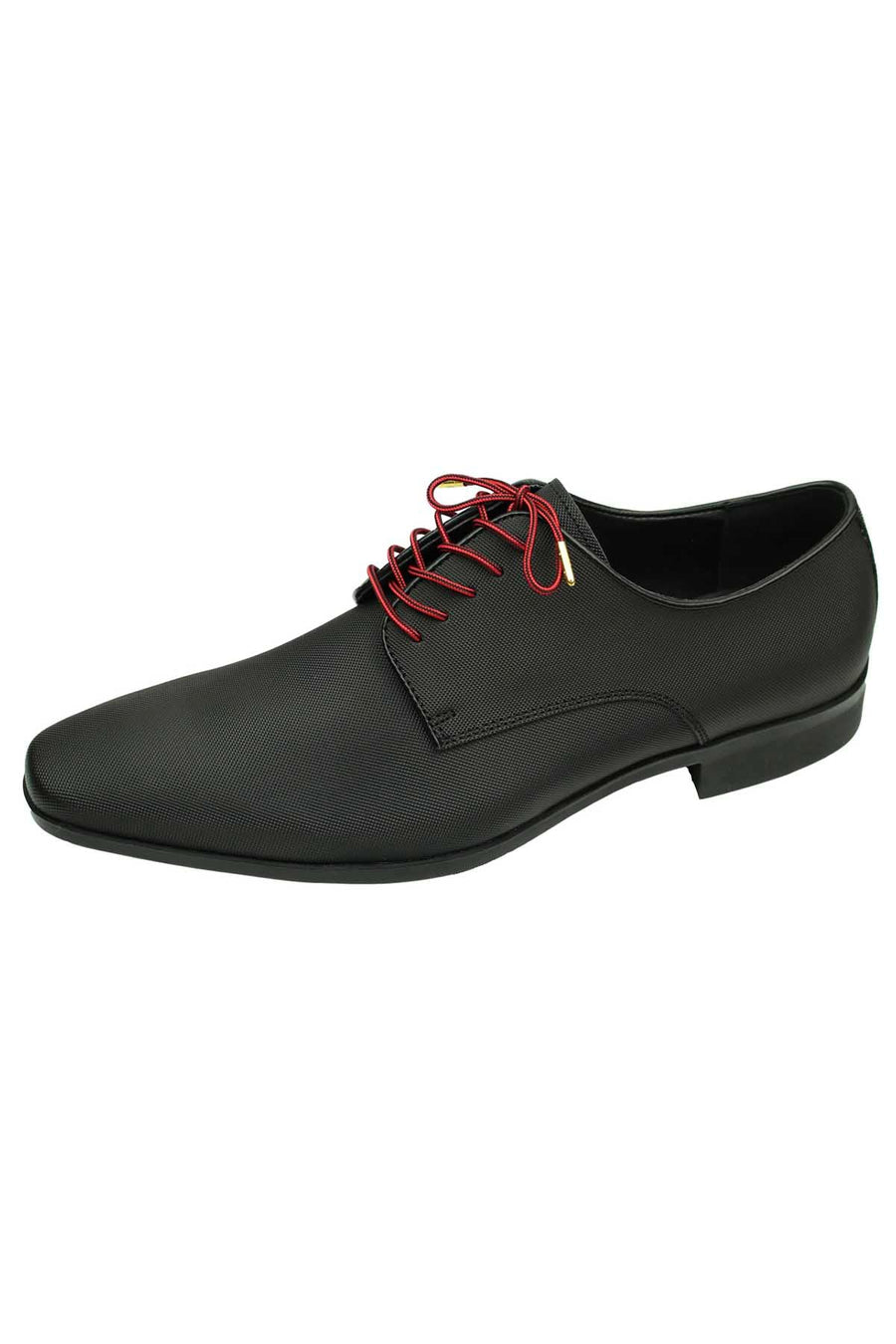 DIBI Black/Red Striped Dress Shoelaces w/ Gold Aglets