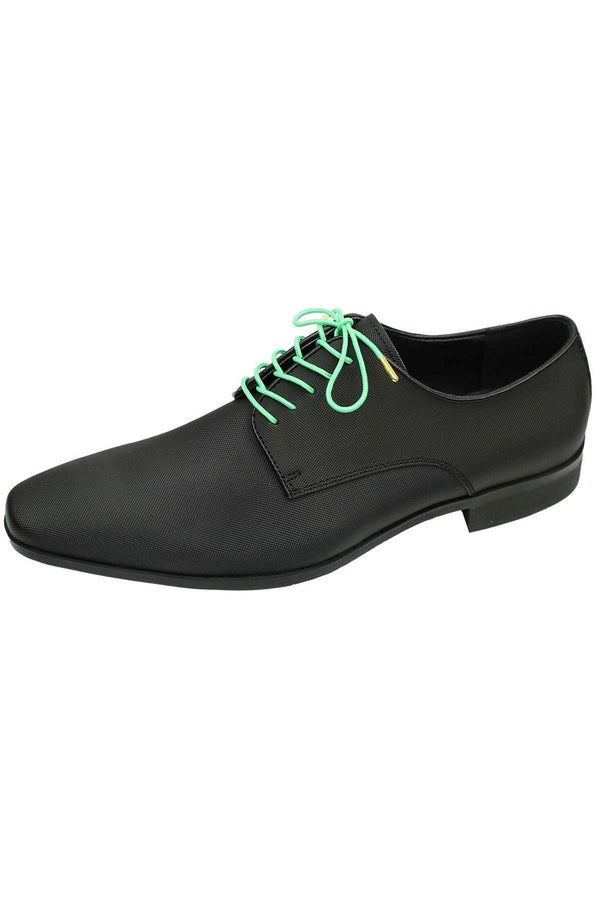 DIBI Bright-Green & Blue Dress Shoelaces w/ Gold Aglets