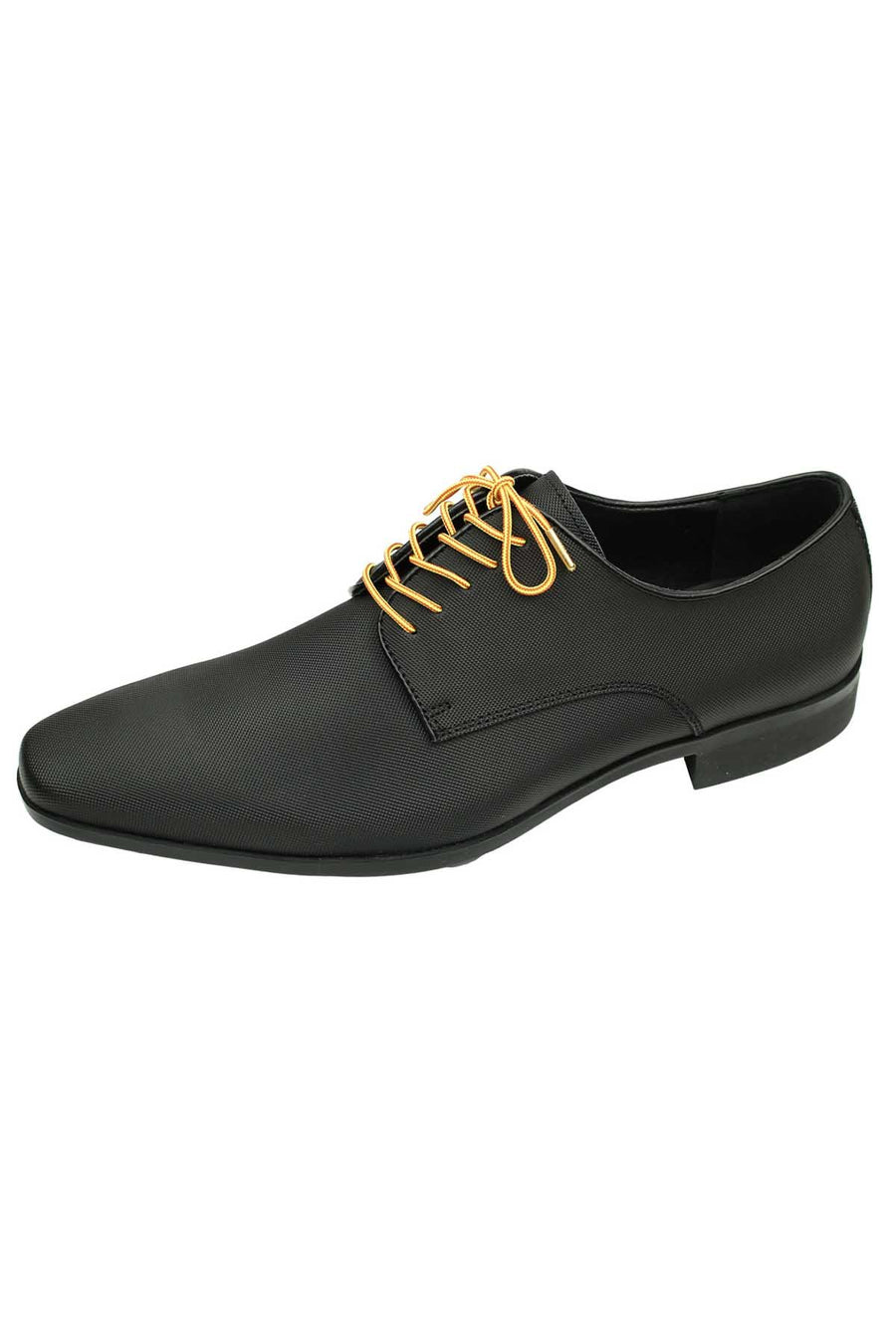 DIBI Bright-Red/Yellow Striped Dress Shoelaces w/ Gold Aglets