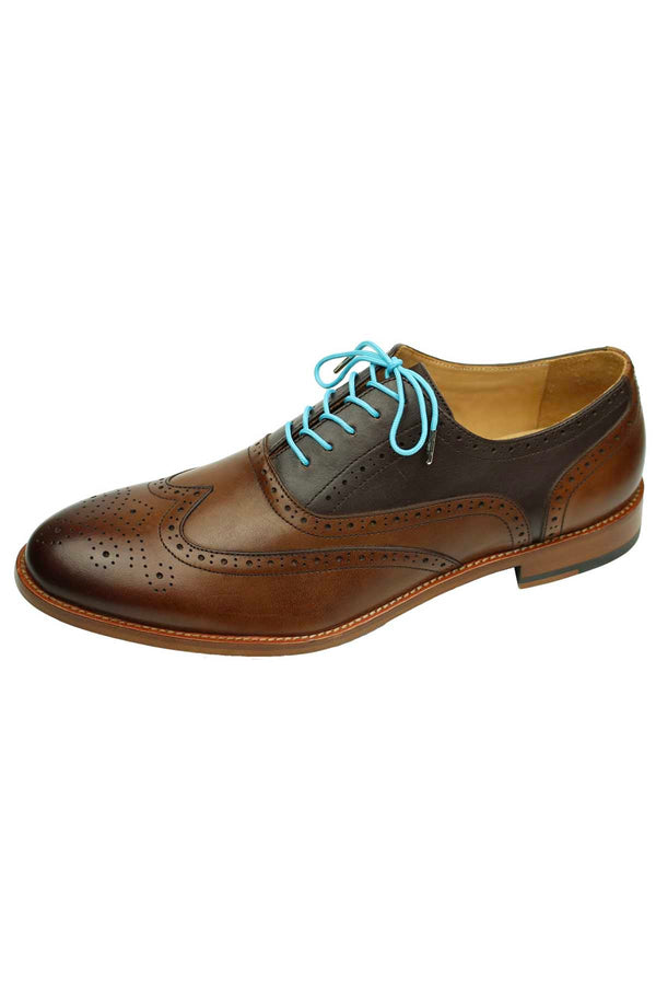 DIBI Solid Bright-Blue Dress Shoelaces w/ Silver Aglets