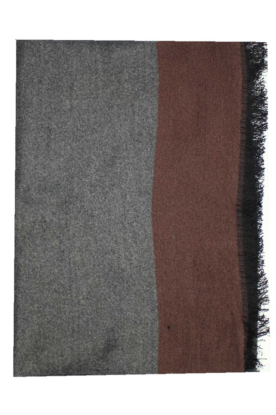 DIBI Solid Grey & Brown Trim Scarf