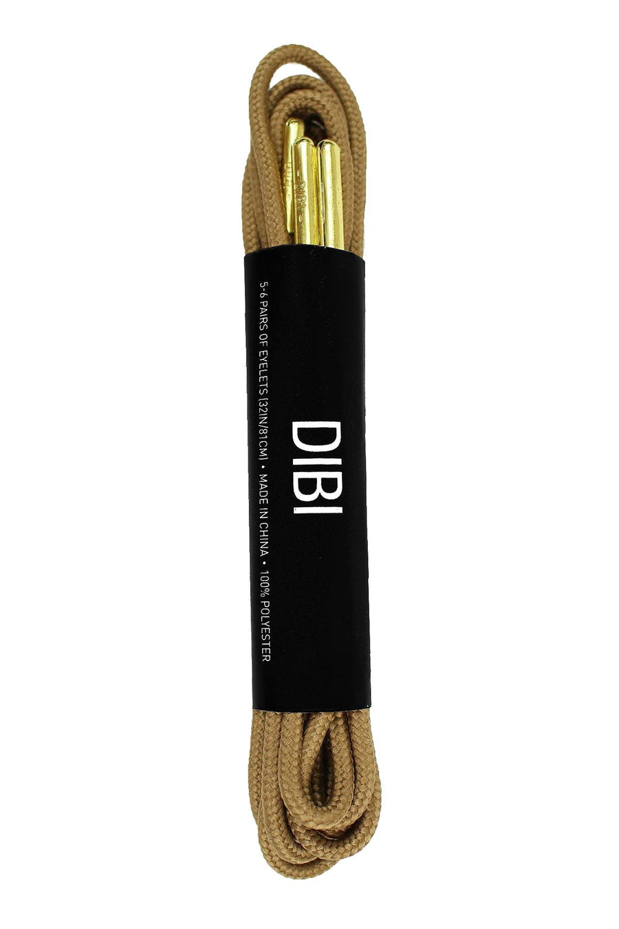 DIBI Solid Light-Brown Dress Shoelaces w/ Gold Aglets