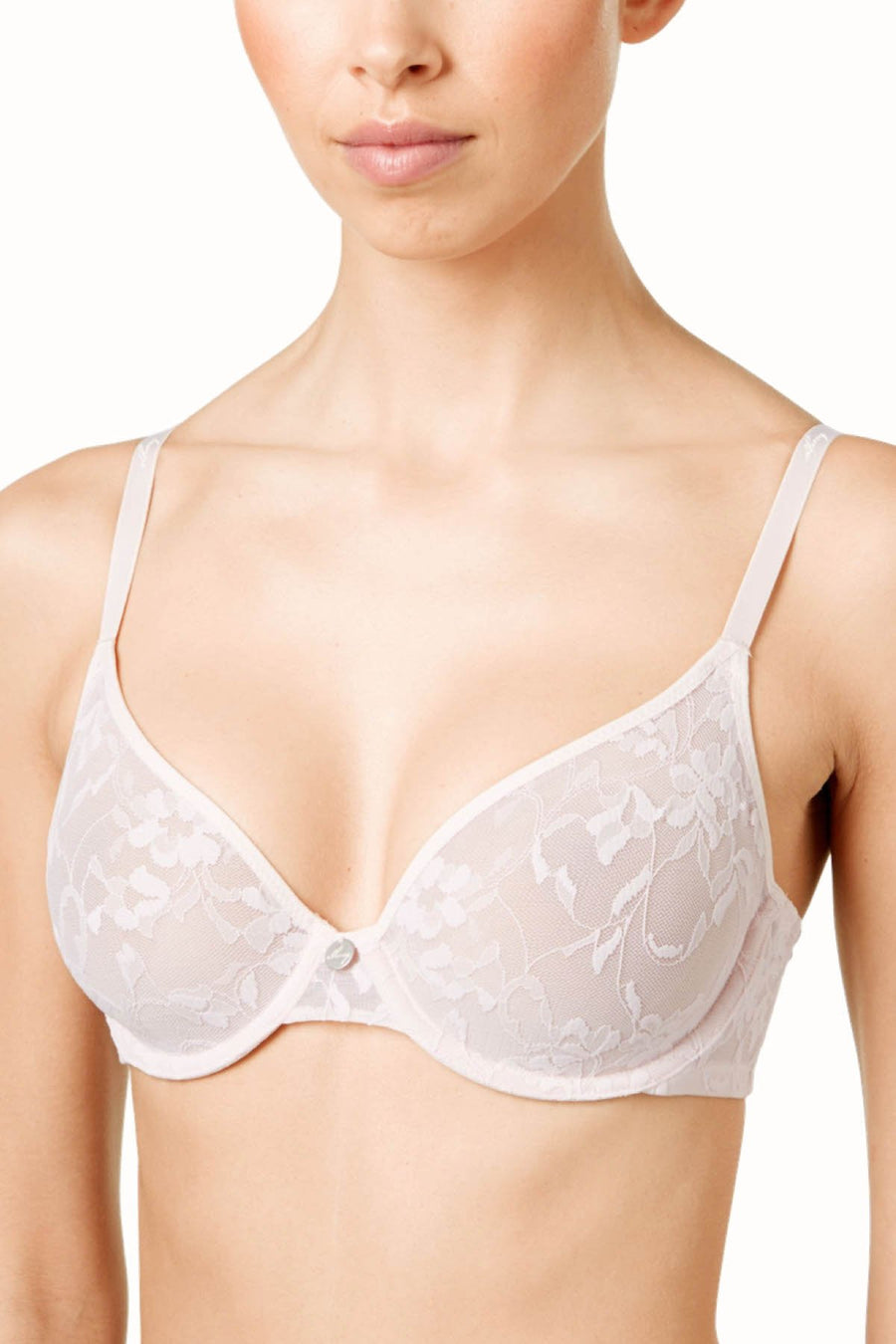 DKNY Ballet-Pink Unlined Lace Signature Bra