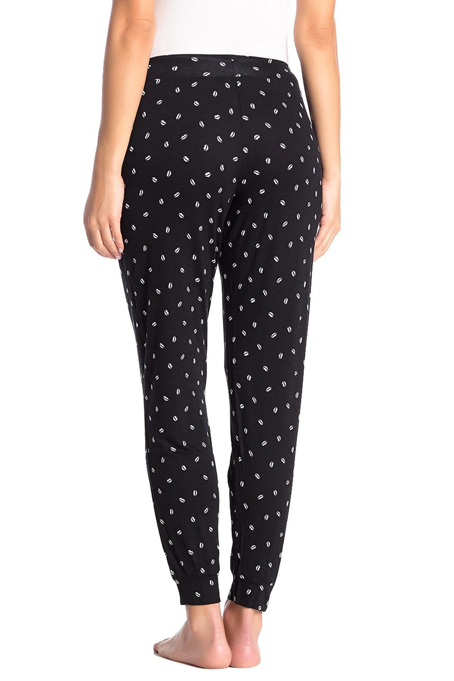 DKNY Black Allover Lips Printed Pajama Jogger Pant
