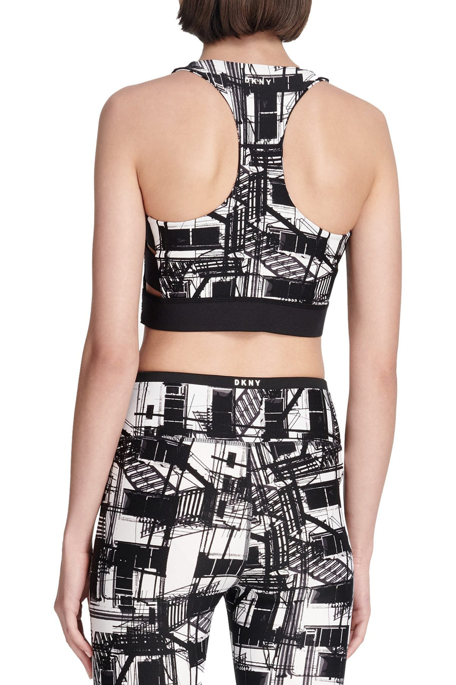 DKNY Black Combo Escape Printed Low Impact Racerback Sports Bra