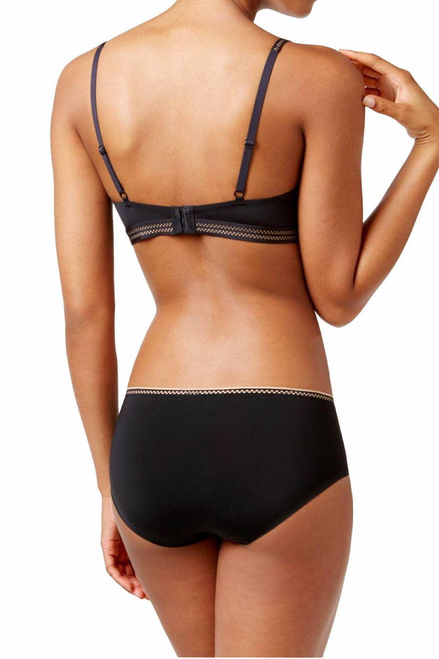 DKNY Black/Glow Fusion Skyline Dotted-Trim Essential Microfiber Bralette