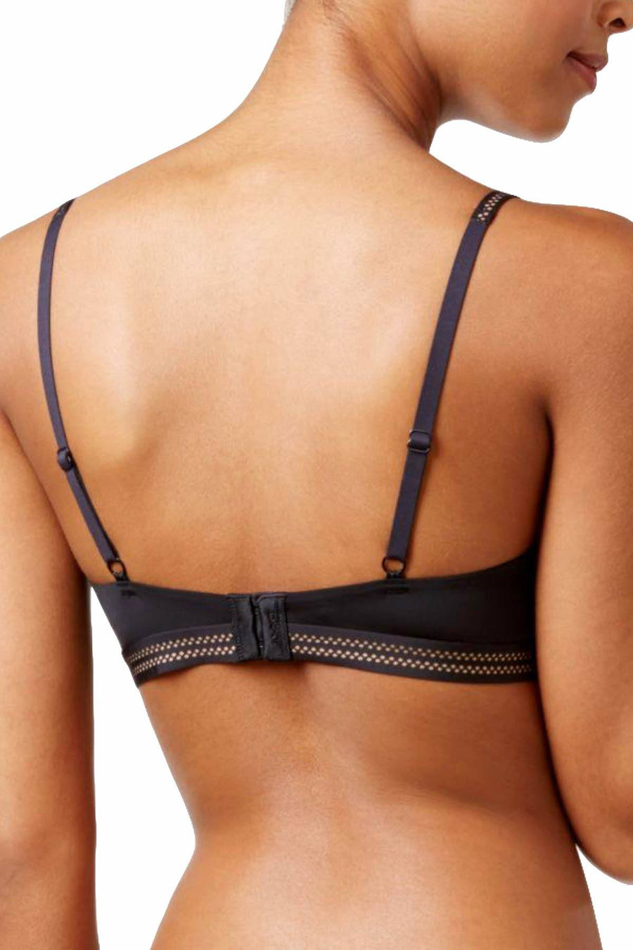 DKNY Black/Glow Fusion Skyline Dotted-Trim Essential Microfiber Bralette