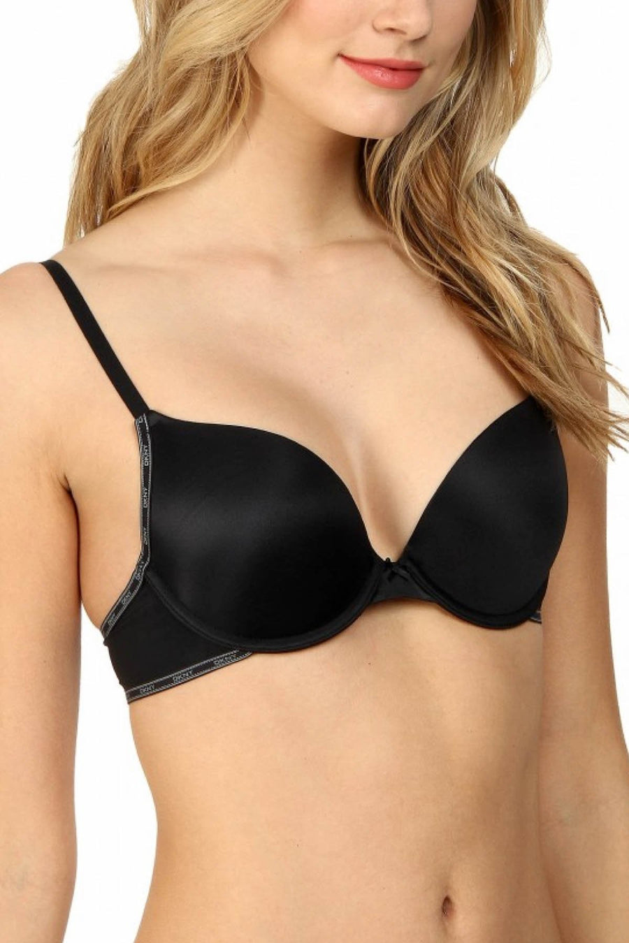 DKNY Black Heritage Logo Custom-Lift Push-Up Bra