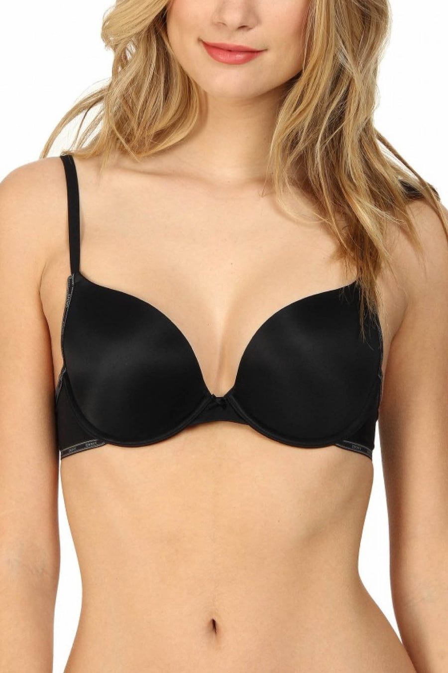 DKNY Black Heritage Logo Custom-Lift Push-Up Bra