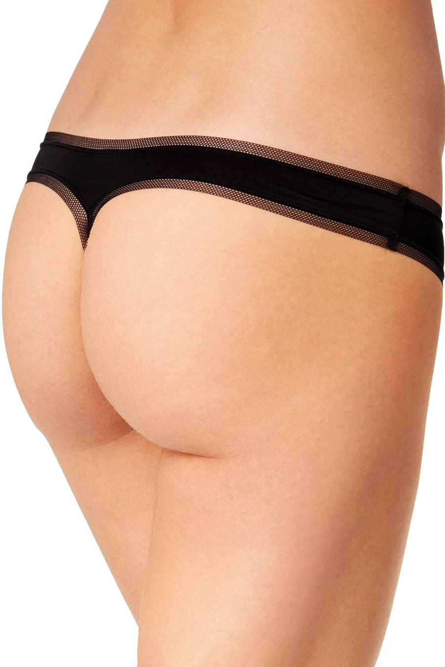 DKNY Black Litewear Low Rise Mesh Trim Thong