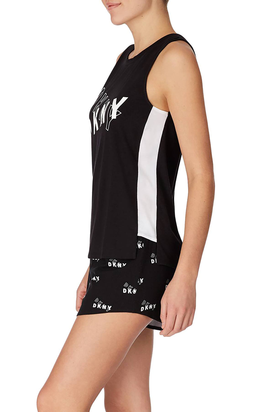DKNY Black Logo Print Tank And Boxer Short 2pc PJ Set