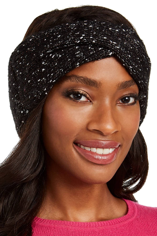 DKNY Black/Metallic Fleece Lined Headband