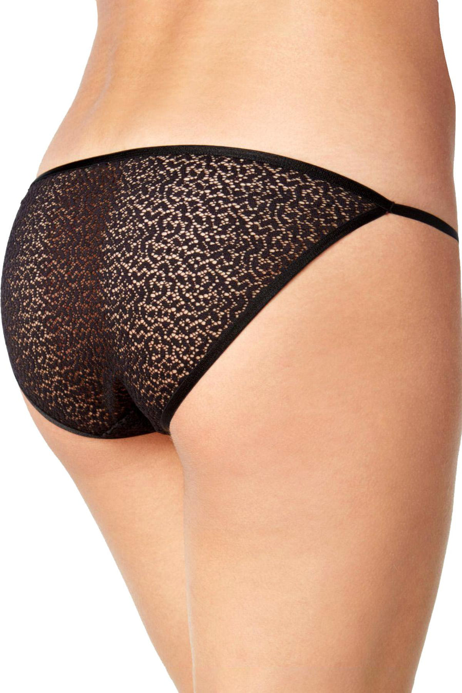 DKNY Black Modern Lace Sheer String Bikini Brief