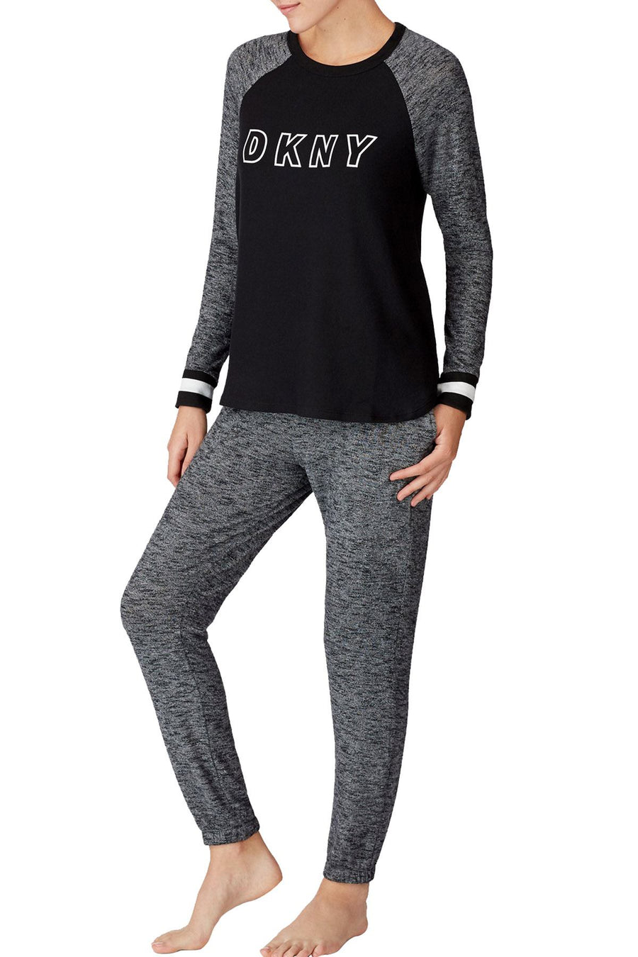 DKNY Black Novel Raglan Top / Jogger Pant Pajama Set