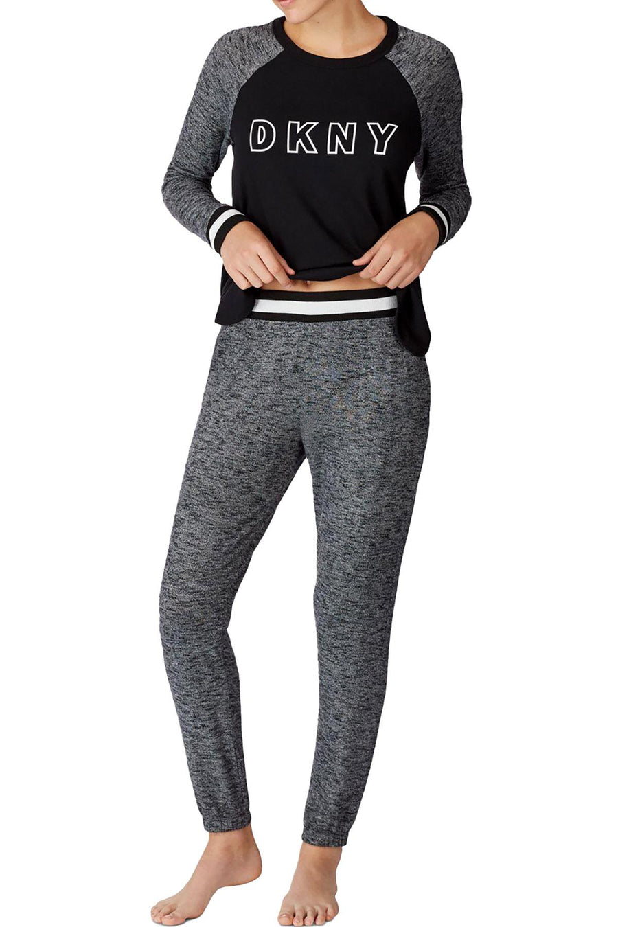 DKNY Black Novel Raglan Top / Jogger Pant Pajama Set