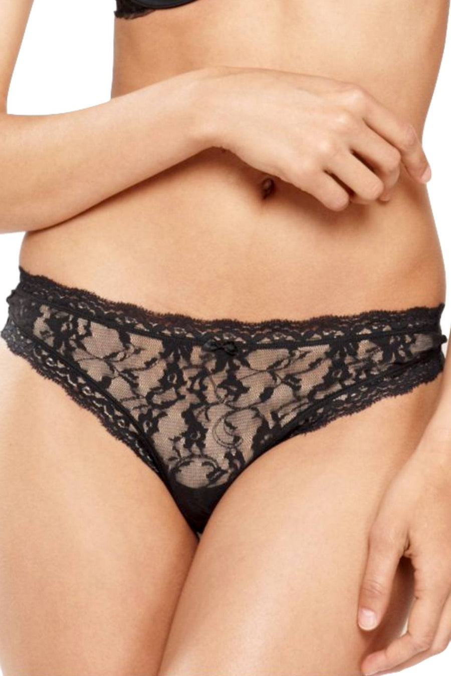 DKNY Black Signature Lace Thong