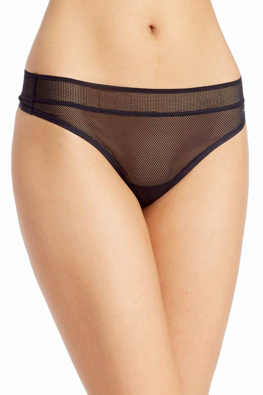 DKNY Black Signature Mesh Thong