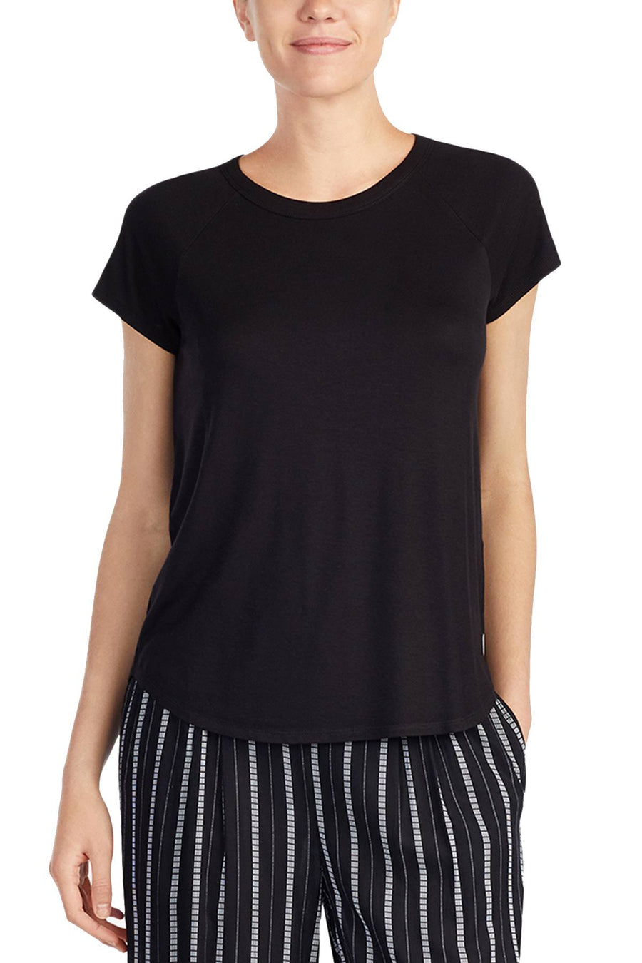 DKNY Black Solid Lounge Tee