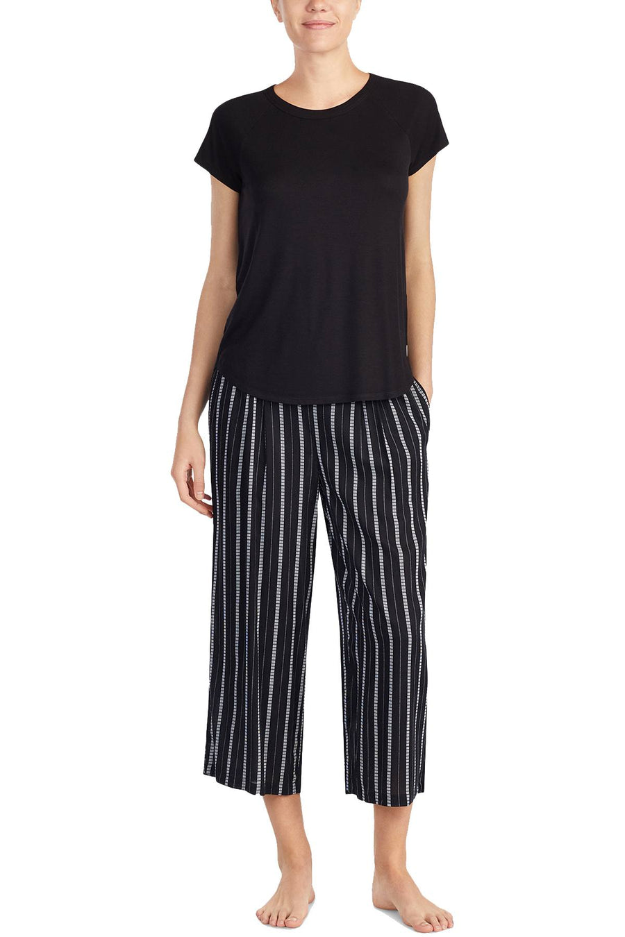 DKNY Black Solid Lounge Tee