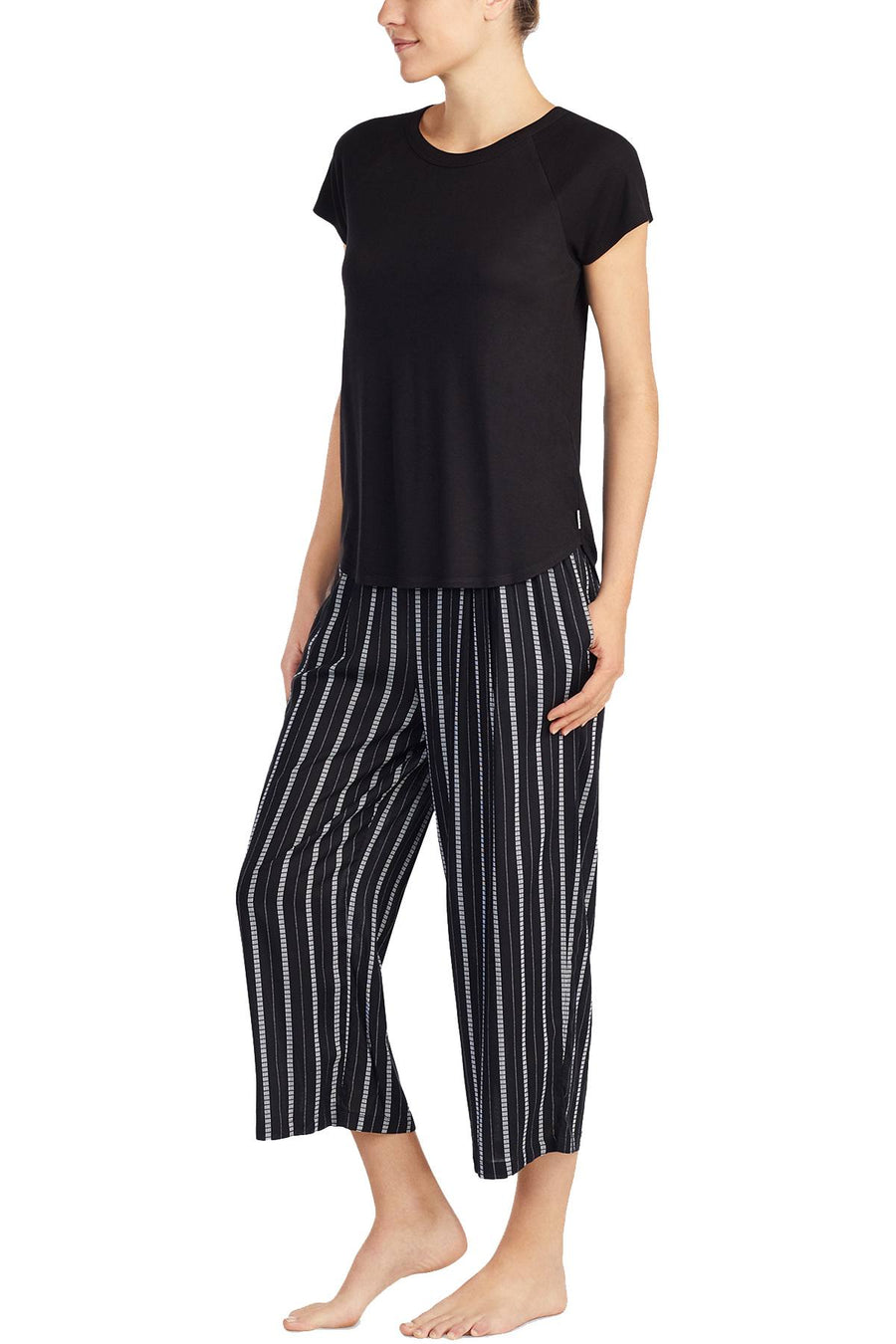 DKNY Black Solid Lounge Tee