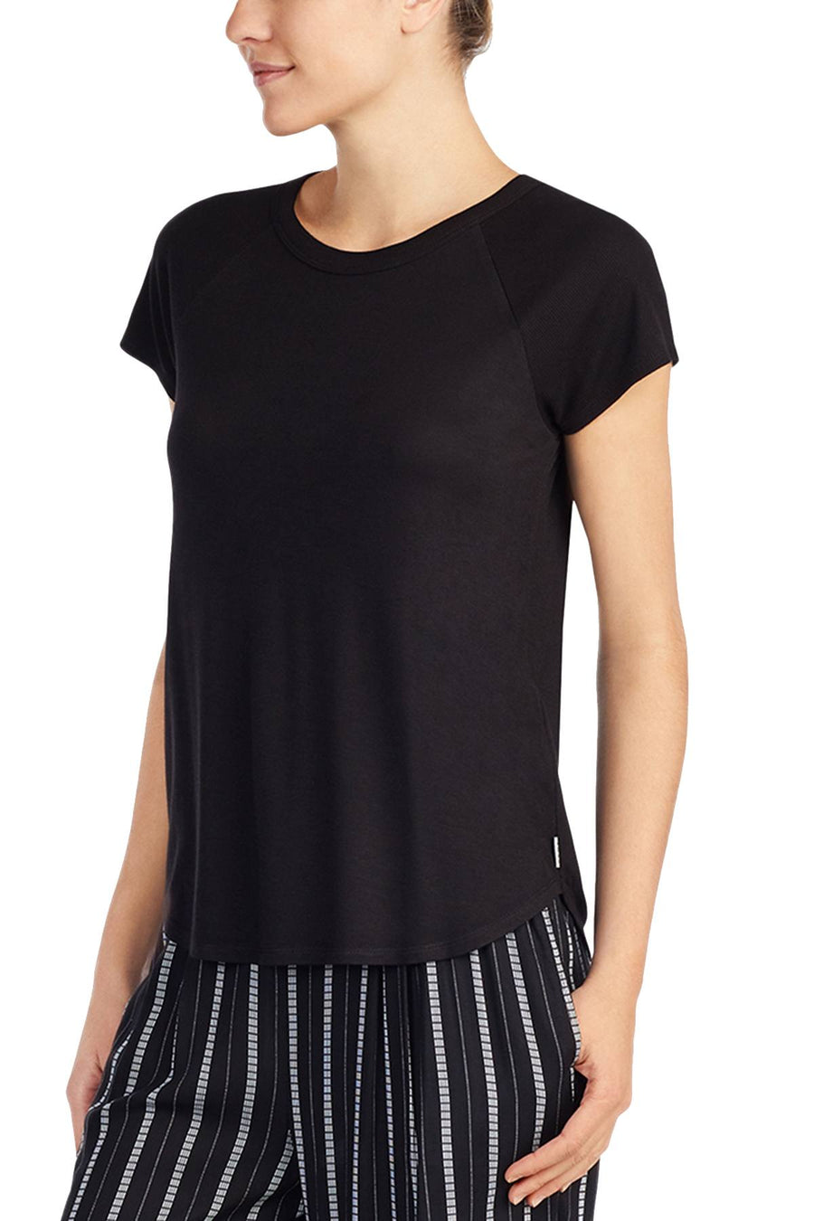 DKNY Black Solid Lounge Tee