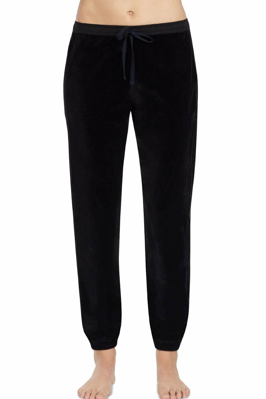 DKNY Black Stretch-Velour Pajama Pant