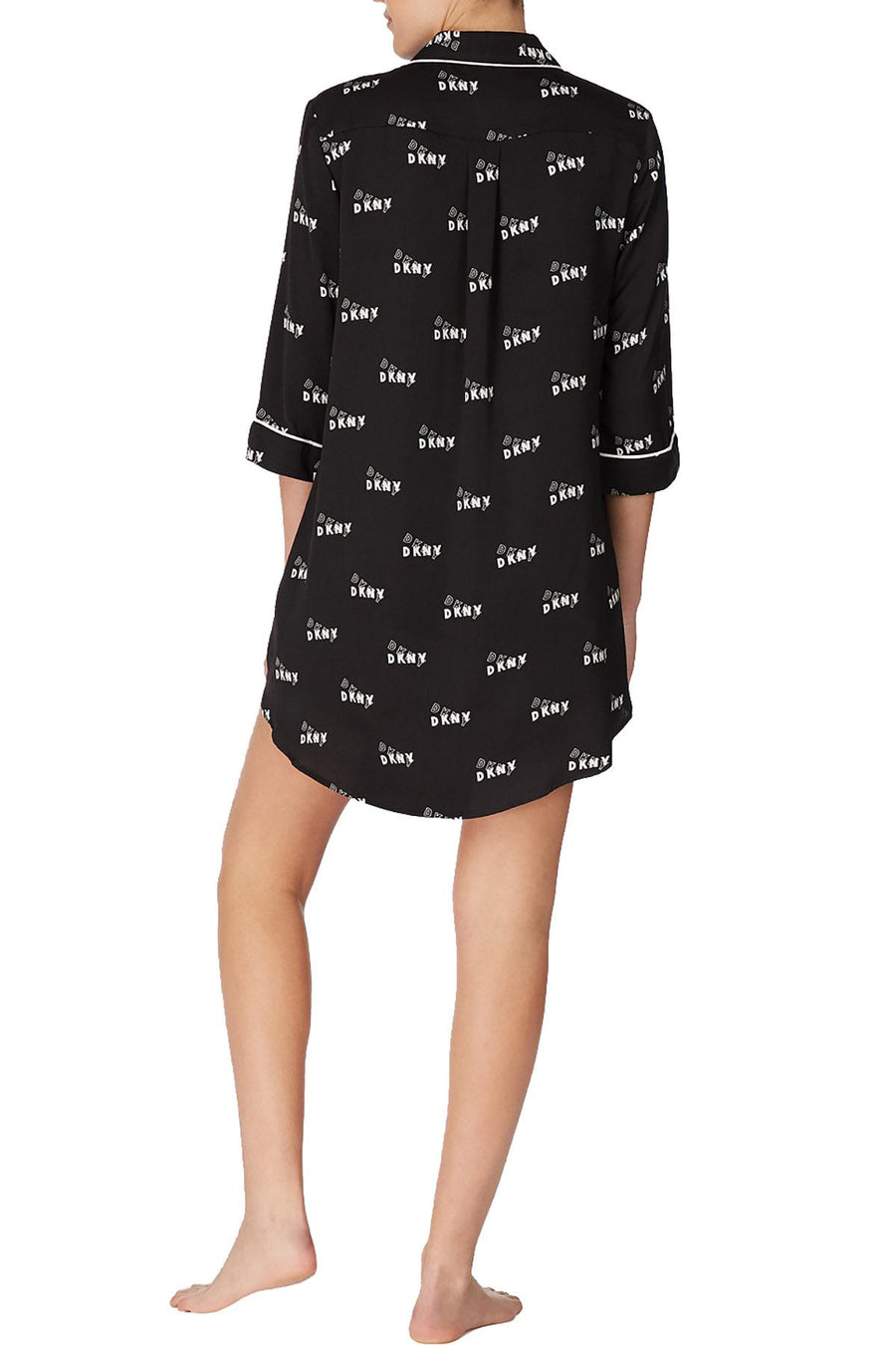 DKNY Black/White Logo Printed Boyfriend Sleepshirt