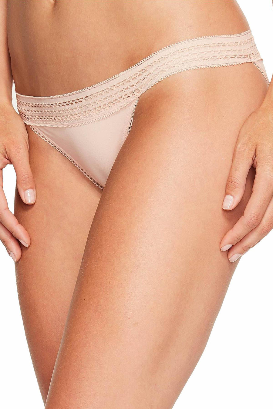 DKNY Blush-Nude Lace-Trim Bikini Brief