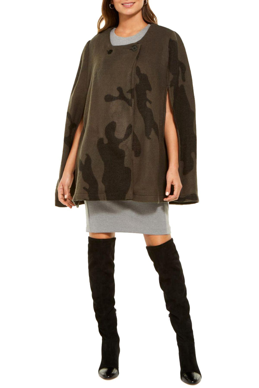 DKNY Camo Double Breasted Cape