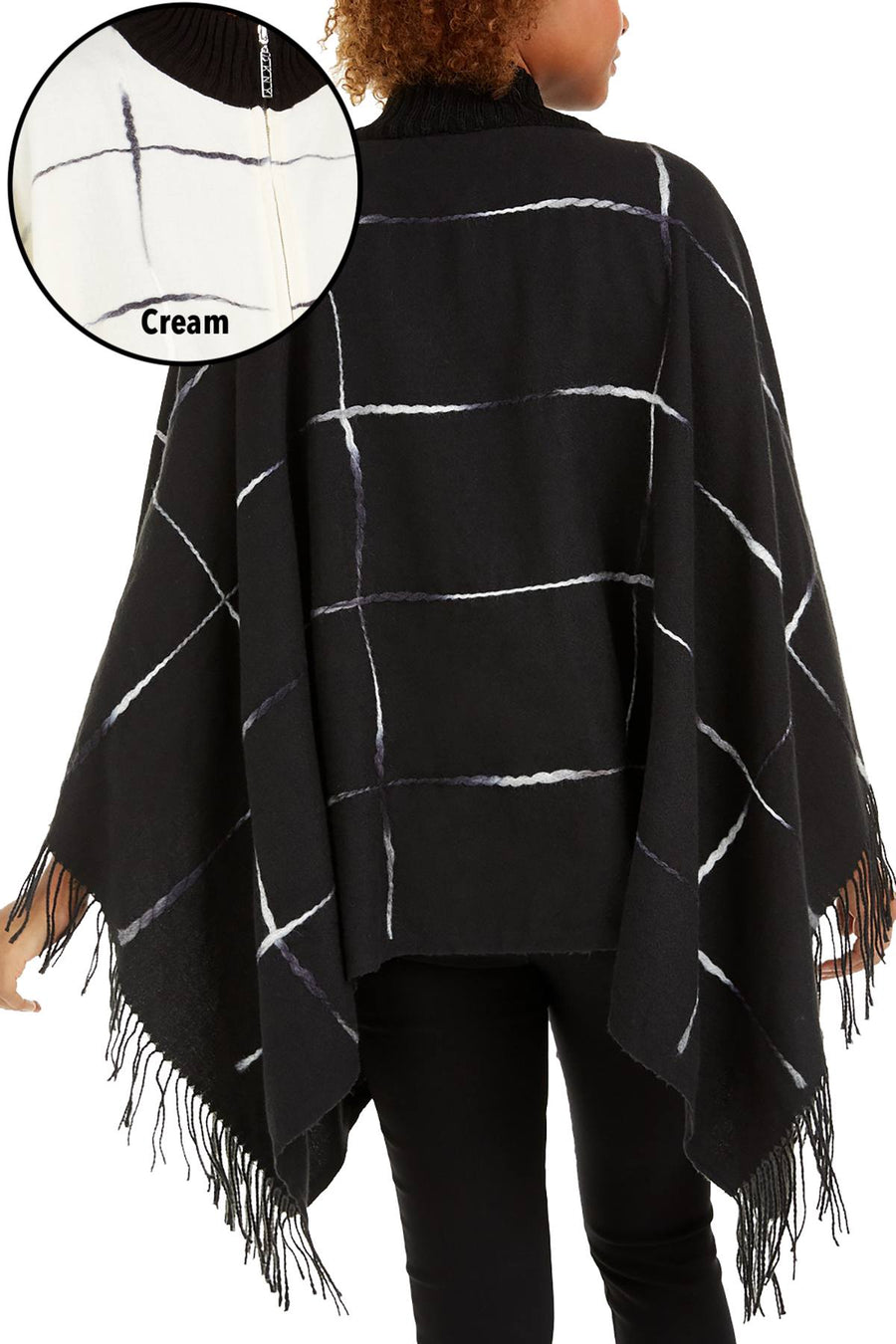DKNY Cream Zip Front Ombre Twist Ruana