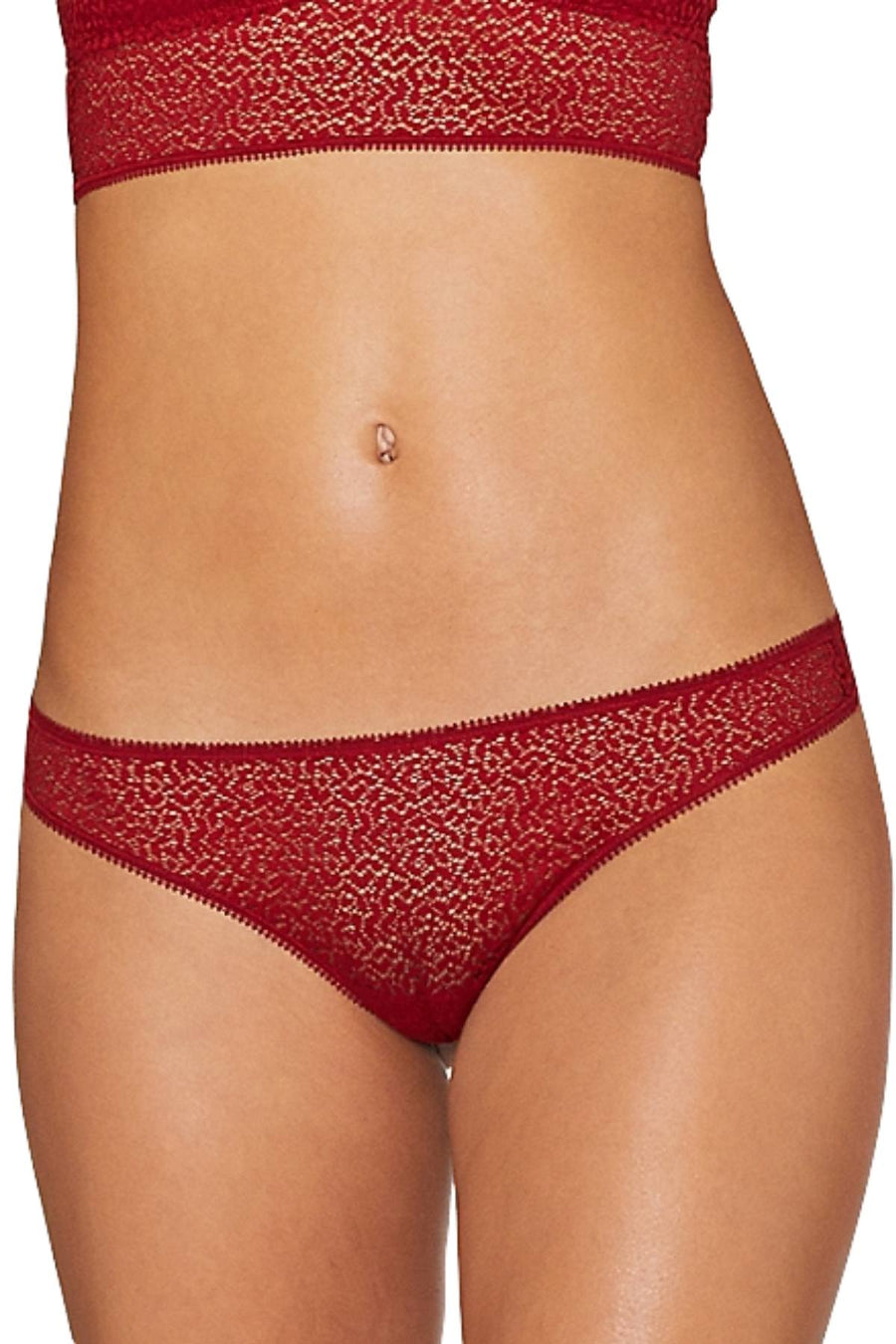 DKNY Garnet-Red Modern-Lace Satin-Trim Thong