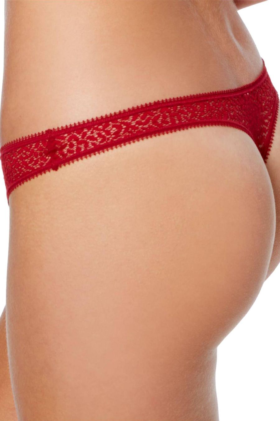 DKNY Garnet-Red Modern-Lace Satin-Trim Thong
