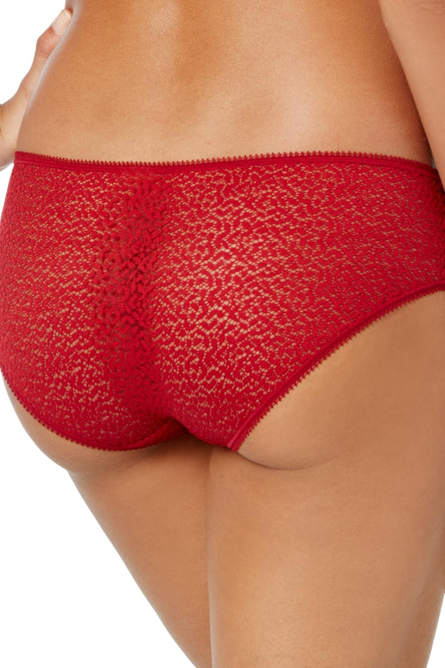 DKNY Garnet-Red Modern-Lace Sheer Hipster