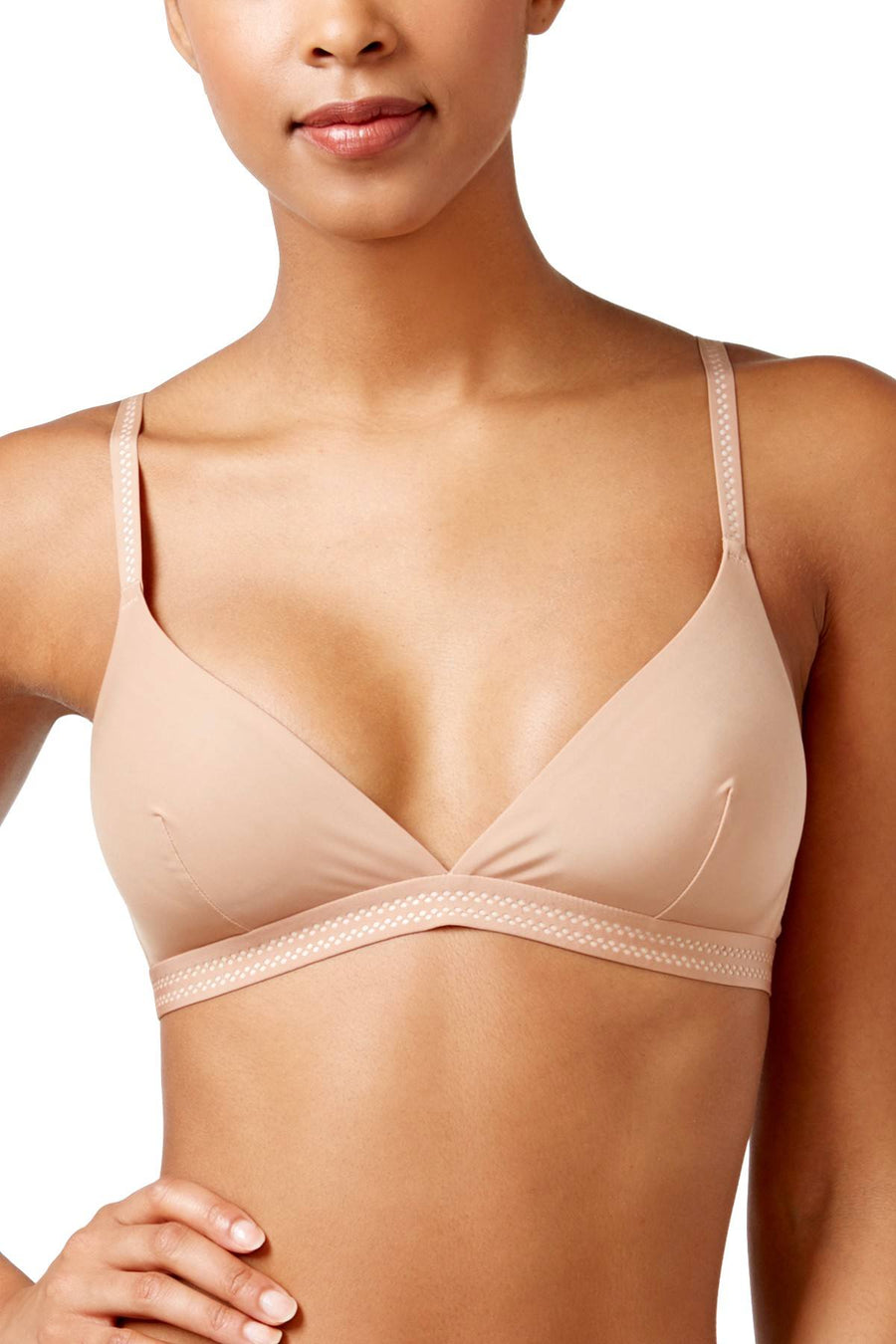 DKNY Glowlight/Nude Fusion Skyline Dotted-Trim Essential Microfiber Bralette
