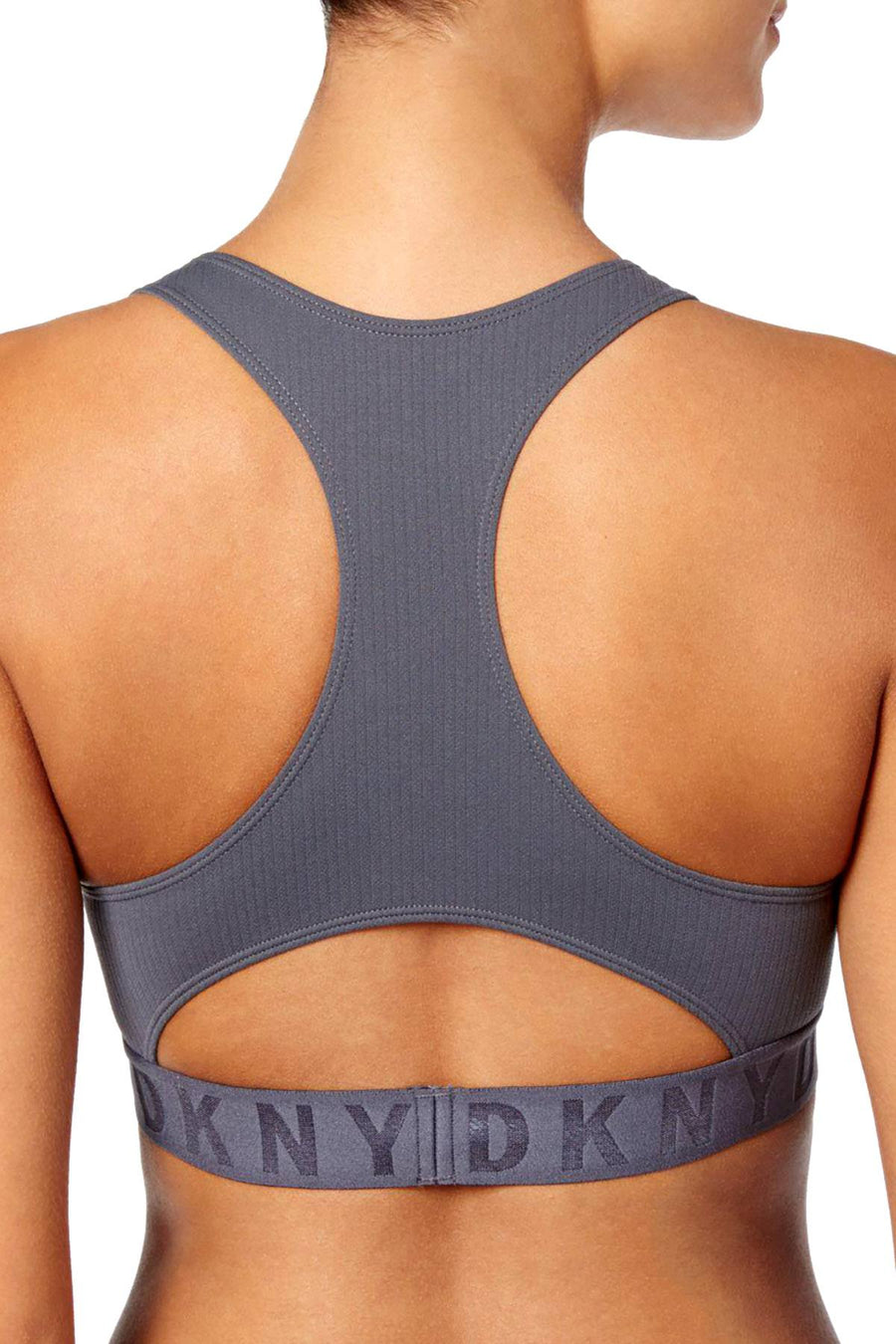 DKNY Graphite LiteWear Seamless Ribbed Crop Top Bralette