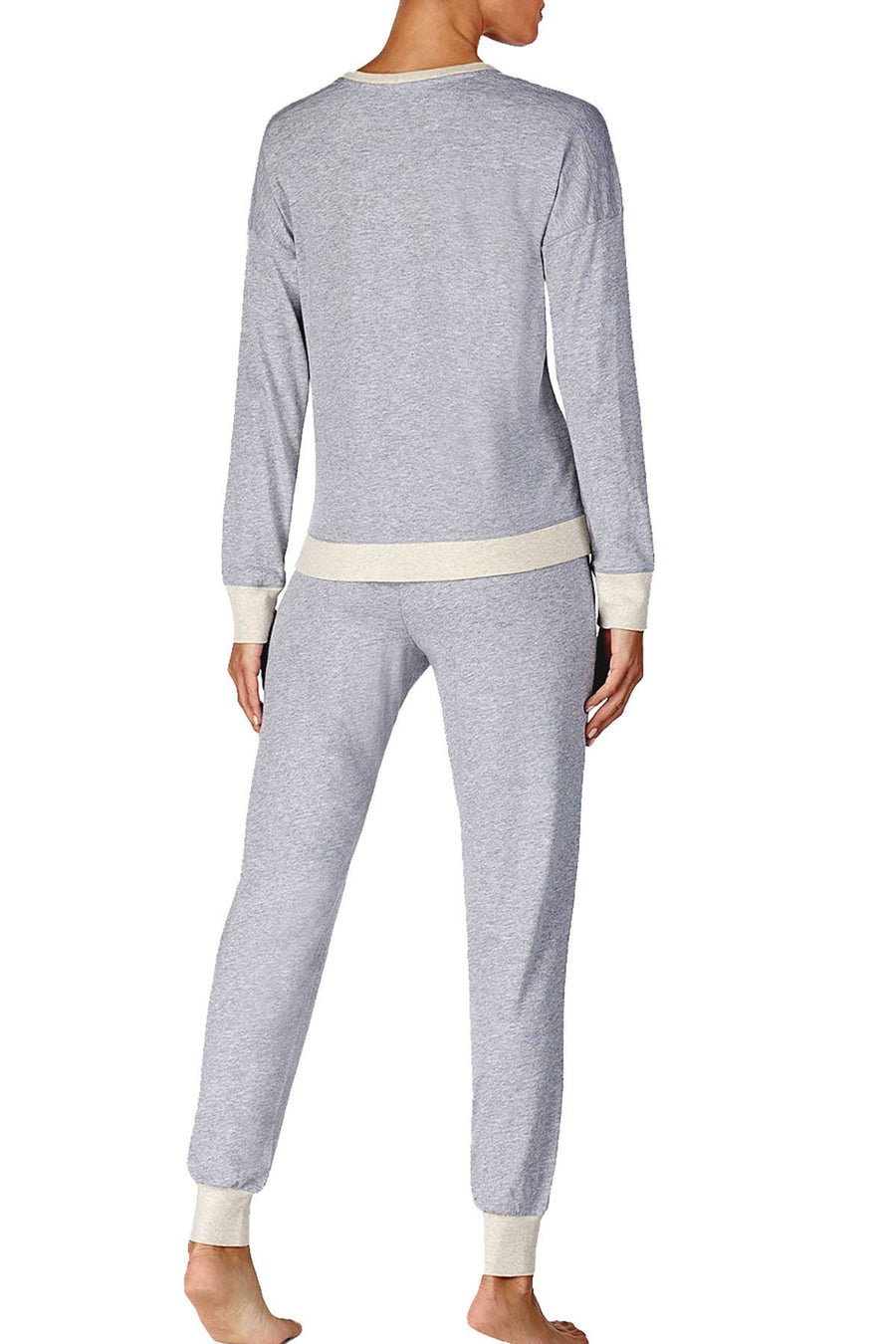 DKNY Heather Grey Embroidered Top/Jogger Pajama Set