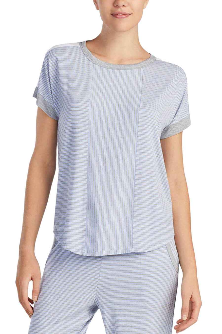 DKNY Heather Stripe Contrast Trim Lounge Tee