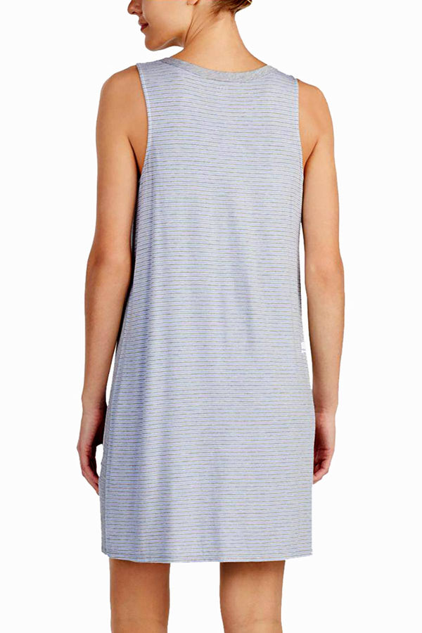 DKNY Heather-Stripe Sleeveless Contrast-Band Chemise