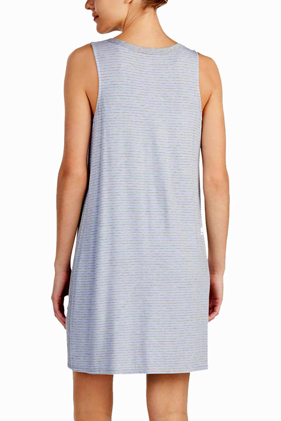 DKNY Heather-Stripe Sleeveless Contrast-Band Chemise