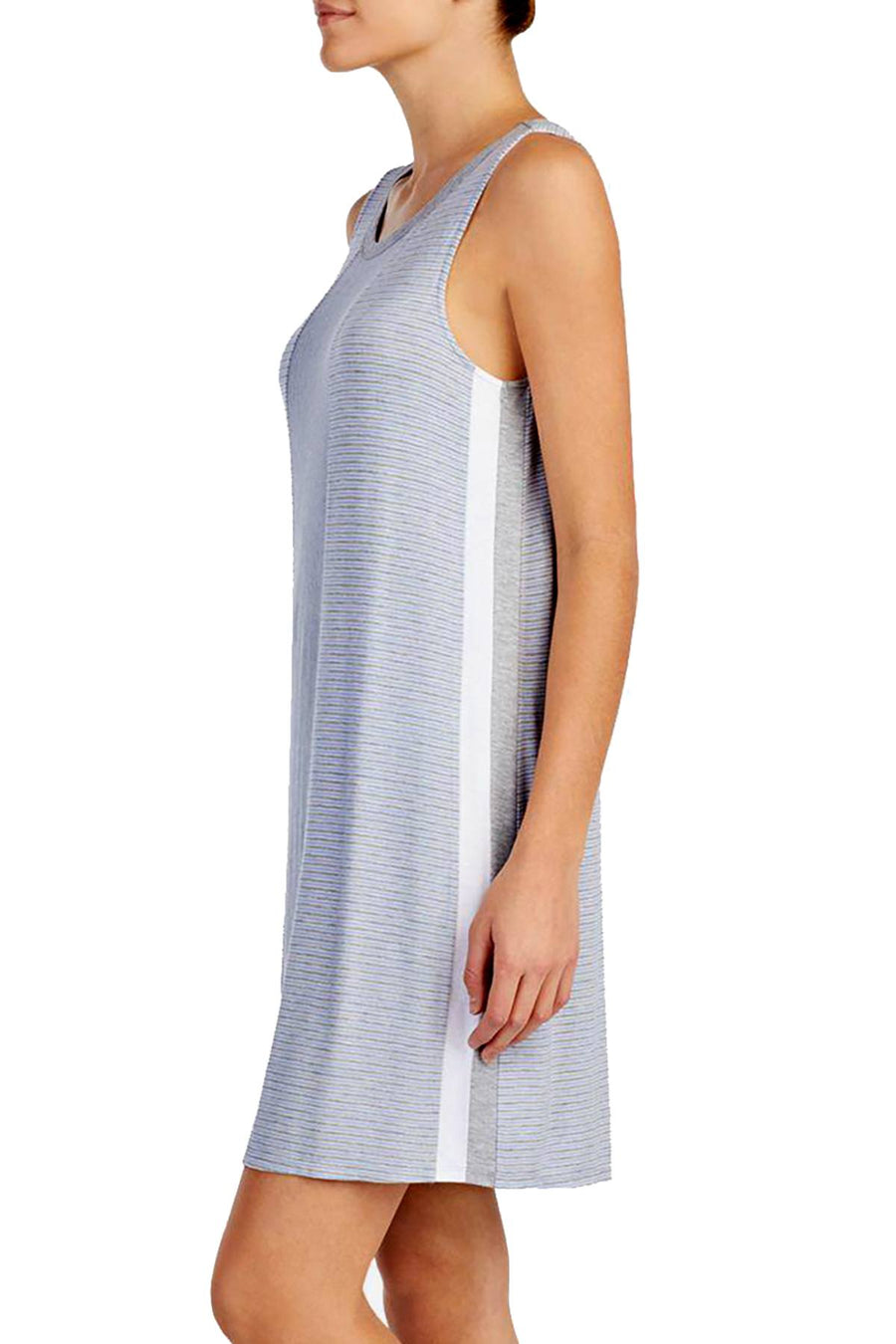 DKNY Heather-Stripe Sleeveless Contrast-Band Chemise