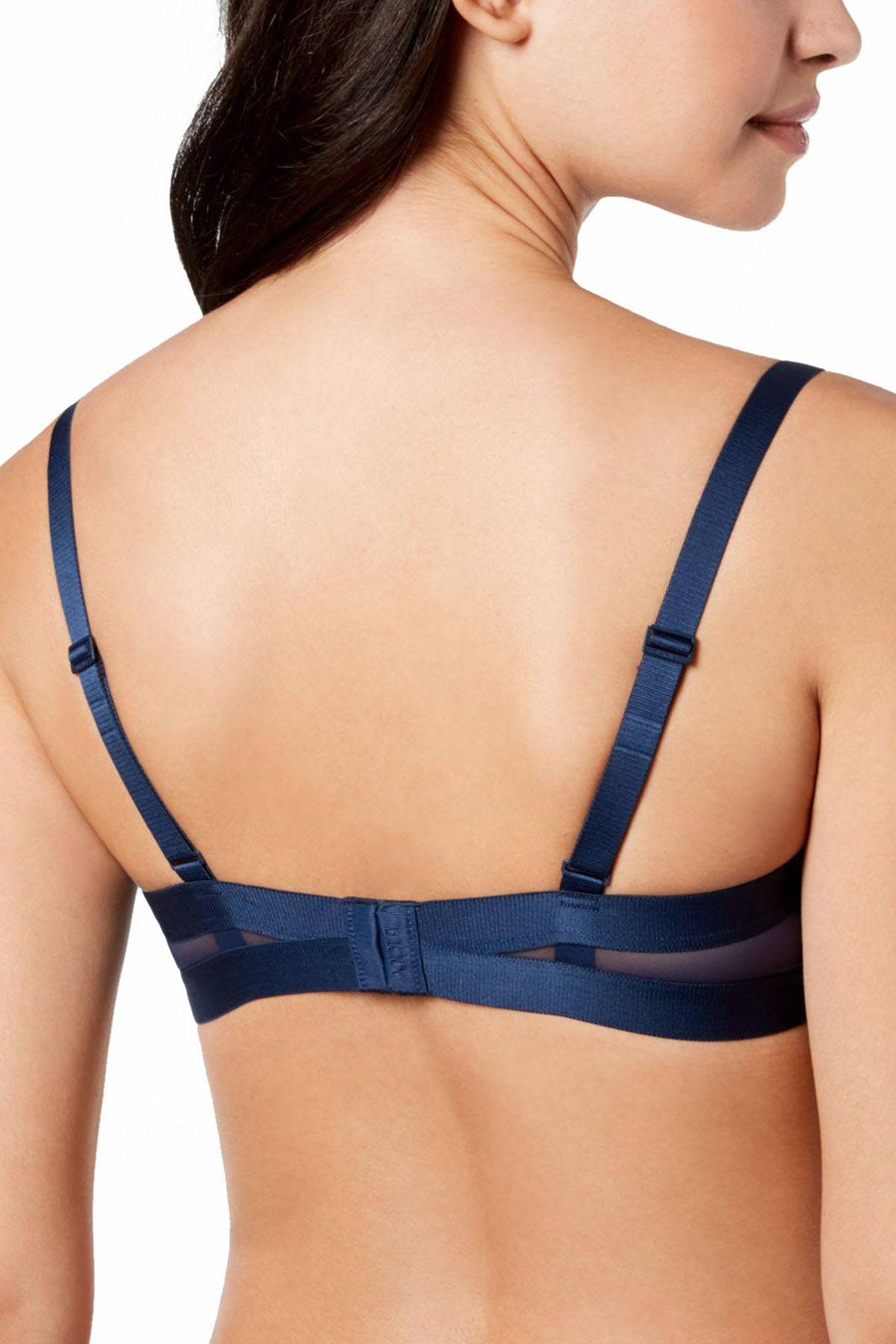 DKNY Ink-Blue Mesh-Panel Cutout Bra