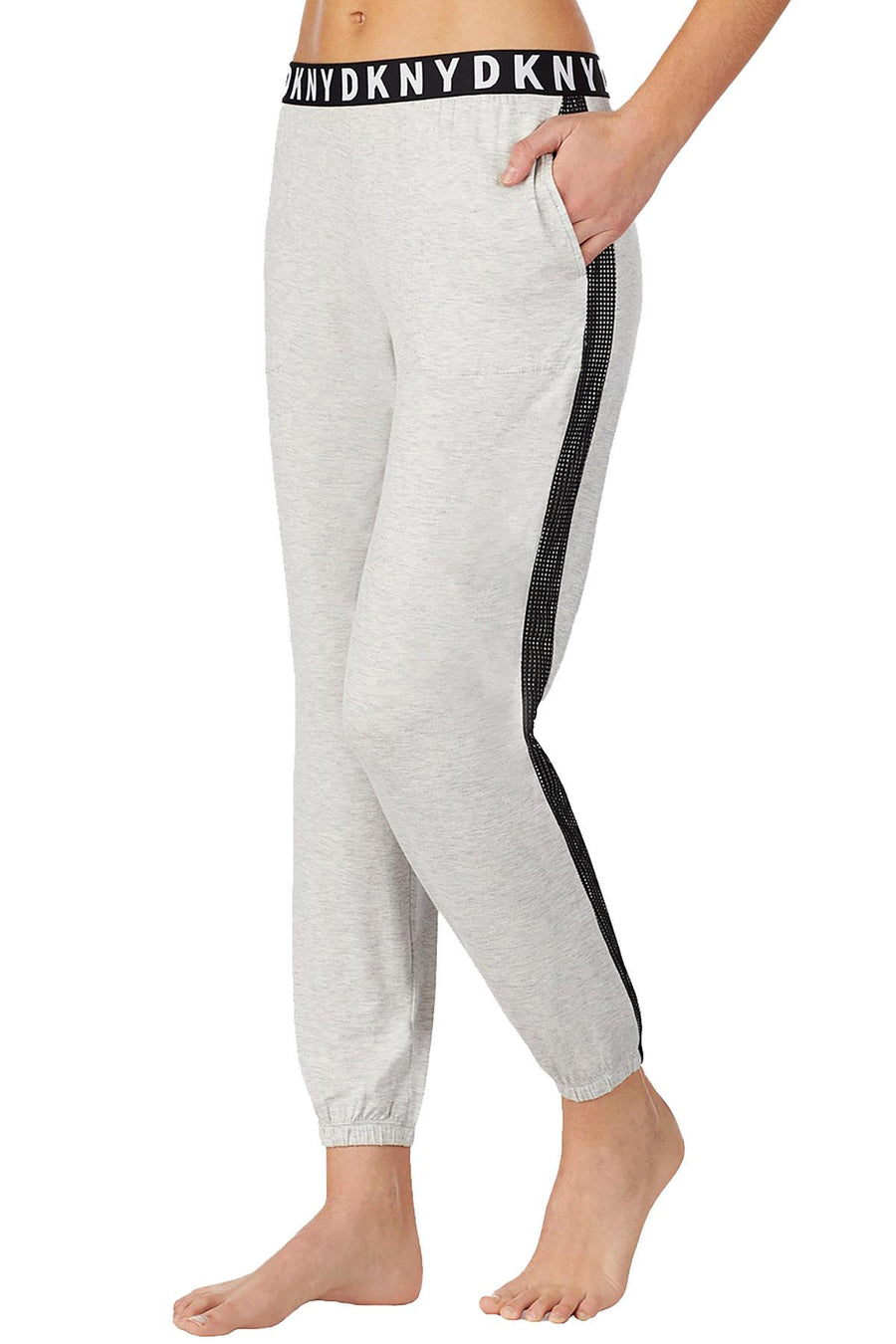 DKNY Light Grey Logo Tuxedo Stripe Jogger Pant