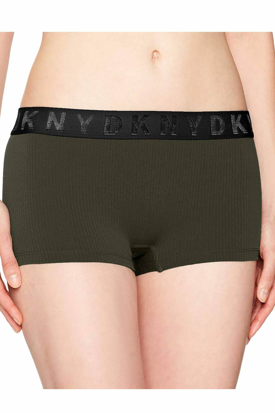 DKNY Military-Green Litewear Seamless Ribbed Hipster