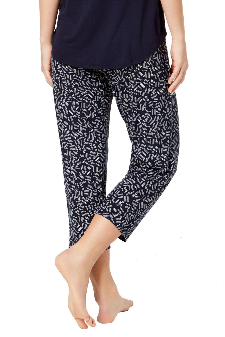 DKNY Navy 3-Stripe Printed Capri Lounge Pant