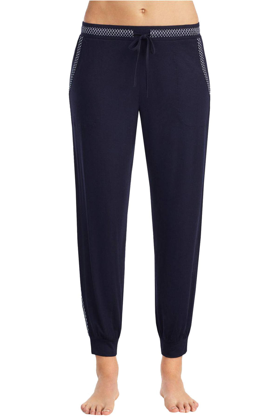 DKNY Navy Contrast-Print Cropped Jogger Lounge Pant