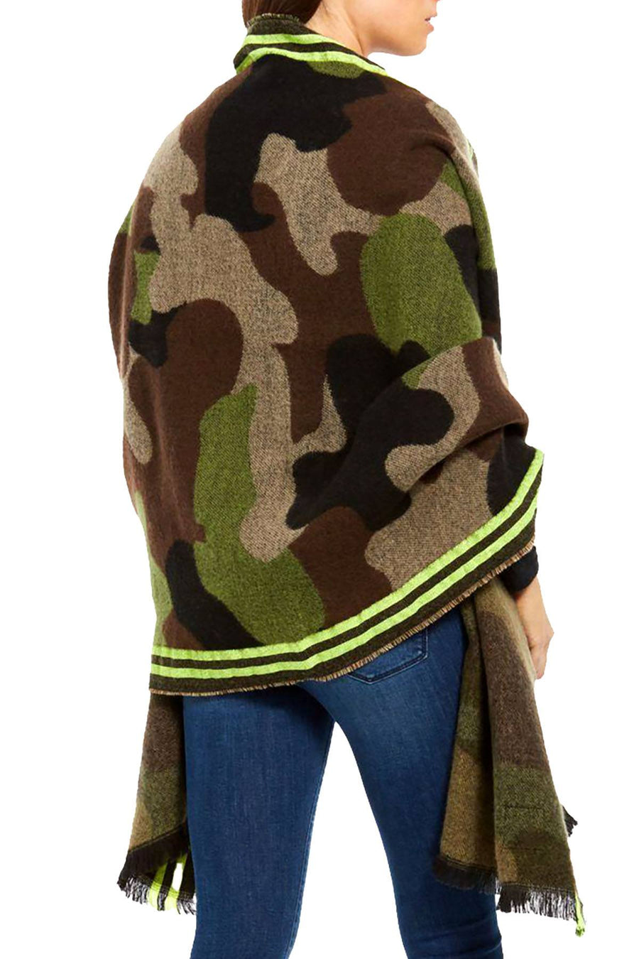 DKNY Neon Yellow Striped Camo Scarf