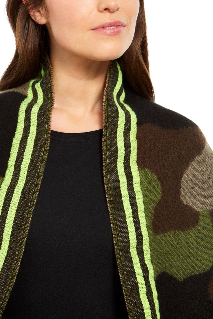 DKNY Neon Yellow Striped Camo Scarf