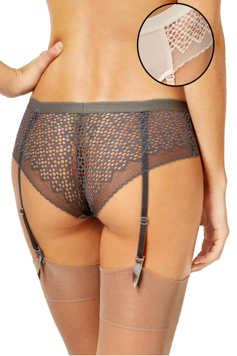 DKNY Nightfall Embroidered Garter Panty in Vanity