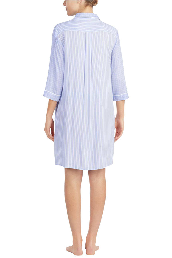 DKNY Periwinkle-Stripe Contrast-Print High-Low Sleepshirt